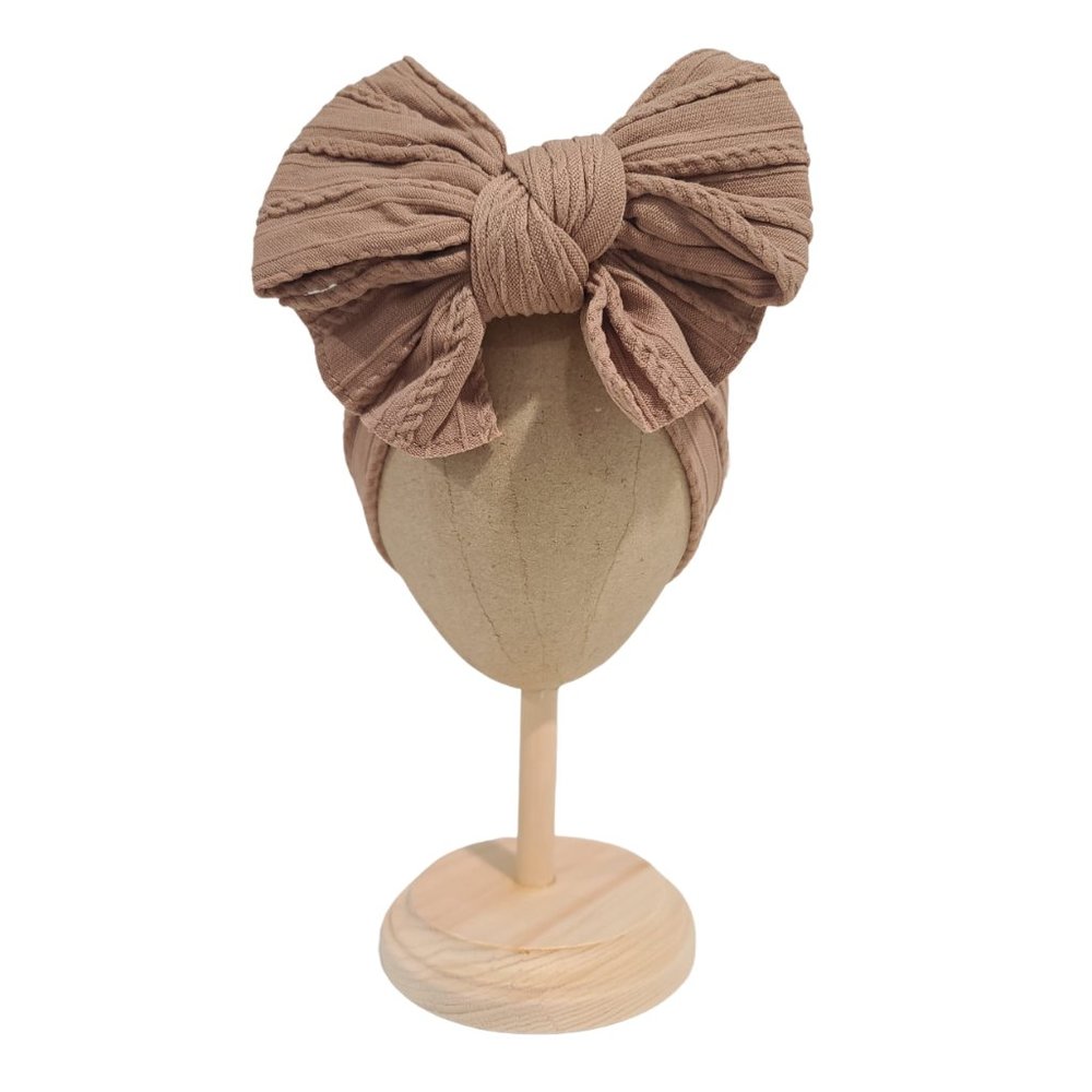Emmy Nylon Elastic Bowknot Hairband, Tan